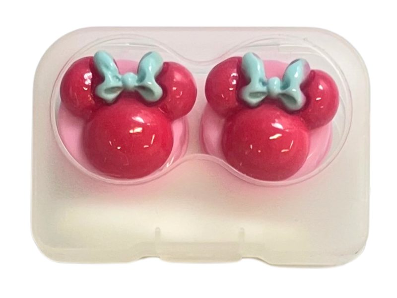 Minnie-figur kontaktlinseopbevaringssæt, Farve: pink base, rød, blå sløjfe