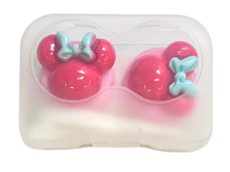 Minnie-figur, opbevaringssæt til kontaktlinser, farve: pink base, rød, blå sløjfe